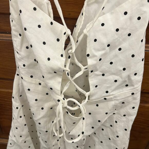Zara White Polka Dot Dress V Neck Backless High Waist Sleeveless sz M NWT's - Picture 13 of 16